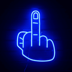 Neon Red Rude Finger Background Middle Finger Neon Sign | Neon Hub NZ